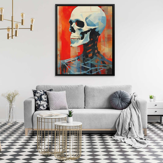 Carmine Bones - Abstract Wall Art in Black Frame