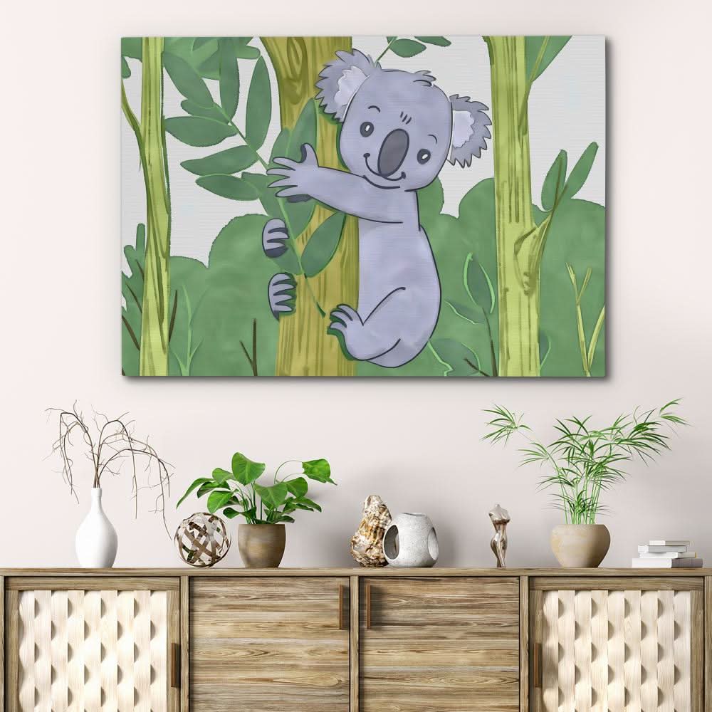 Cartoon Koala - Wall Art in Black Frame