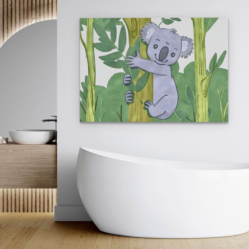 Cartoon Koala - Green Wall Art for Nursery