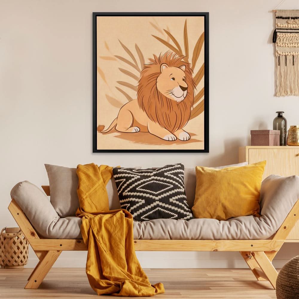 Cartoon Lion - Large Canvas Print