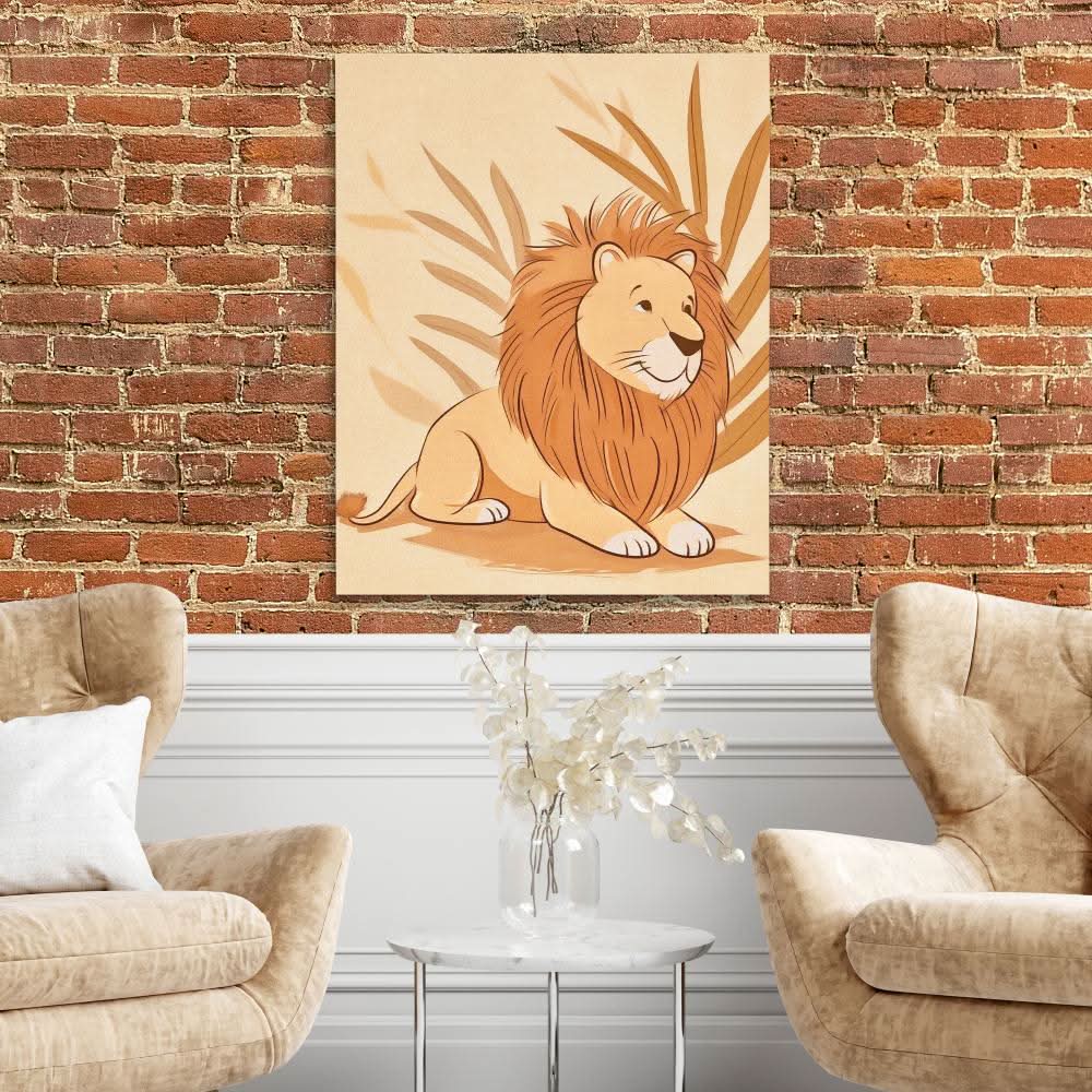 Cartoon Lion - Cartoon Wall Art in Black Frame