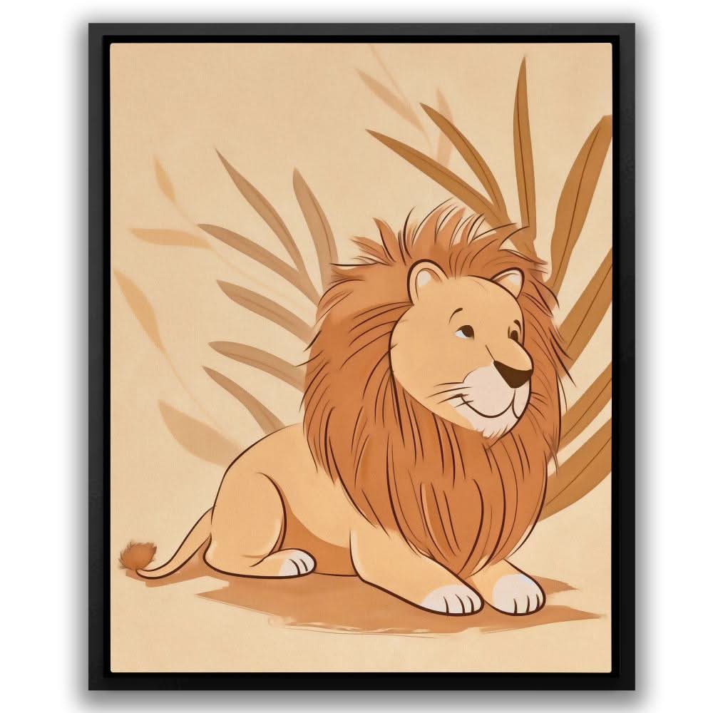 Cartoon Lion - Beige Cartoon Canvas Print