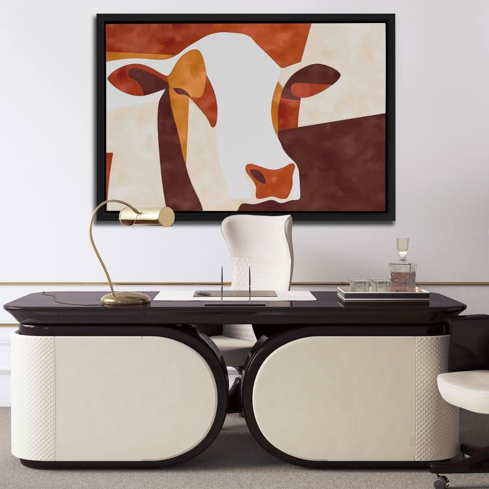 Carved in Clay - Cow Wall Art in Black Frame