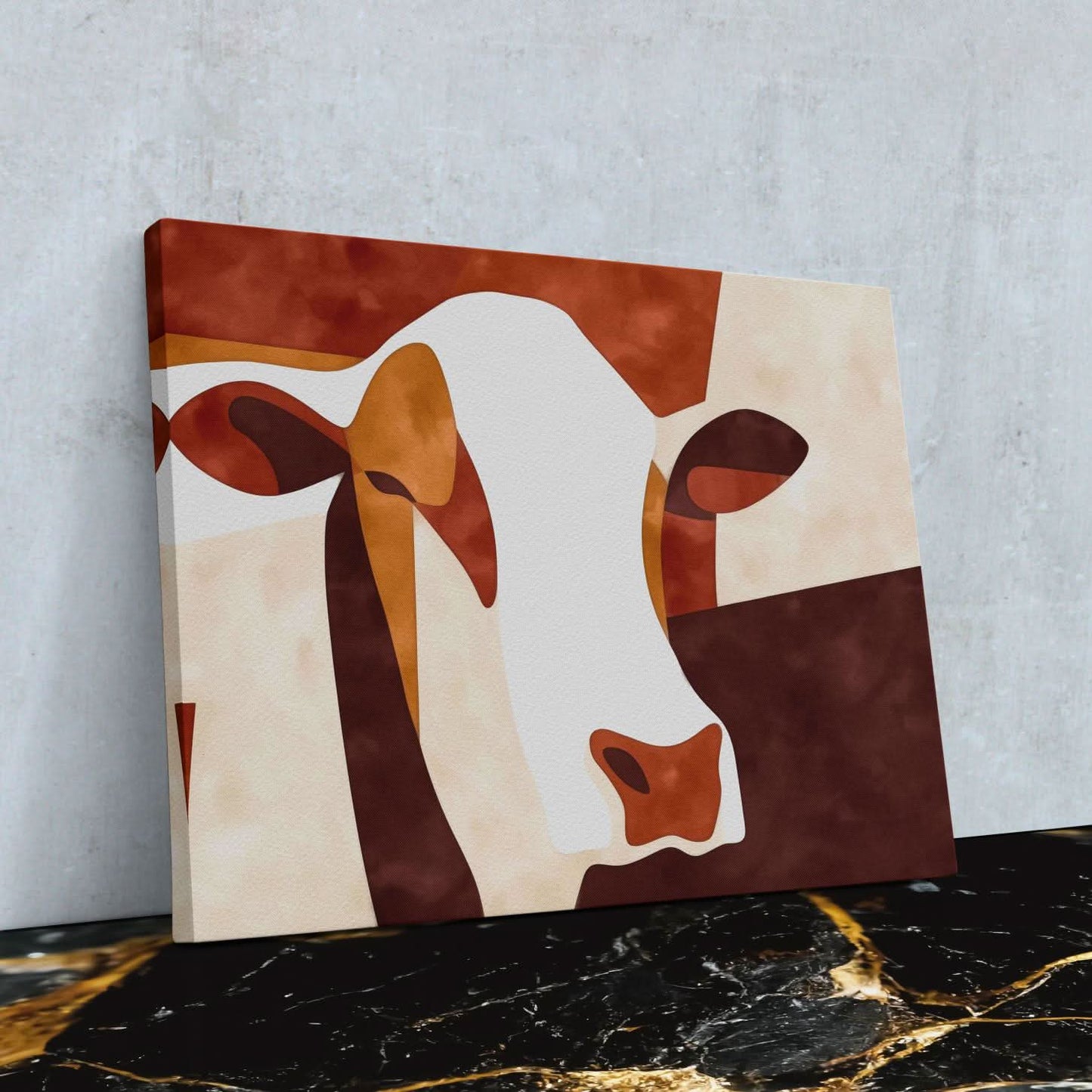 Carved in Clay - Beige Cow Canvas Print