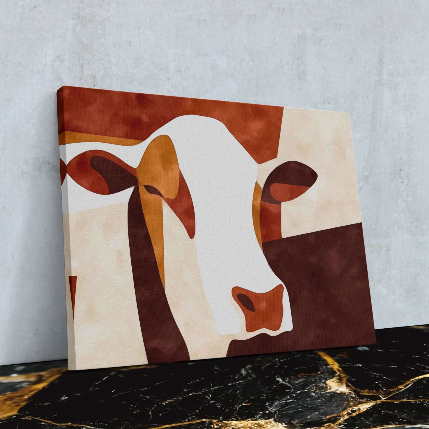 Carved in Clay - Beige Cow Canvas Print