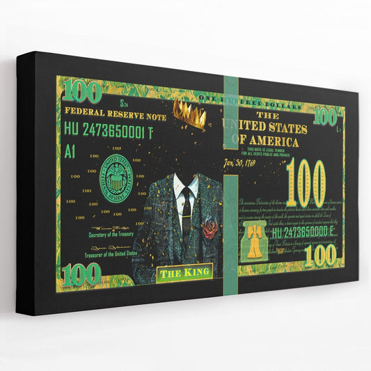 Cash King $100 Bill - Entrepreneur Canvas Wall Art