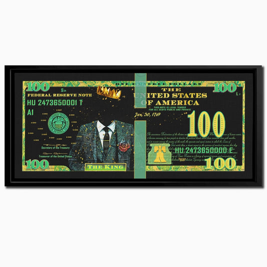 Cash King $100 Bill - Wall Art in Black Frame
