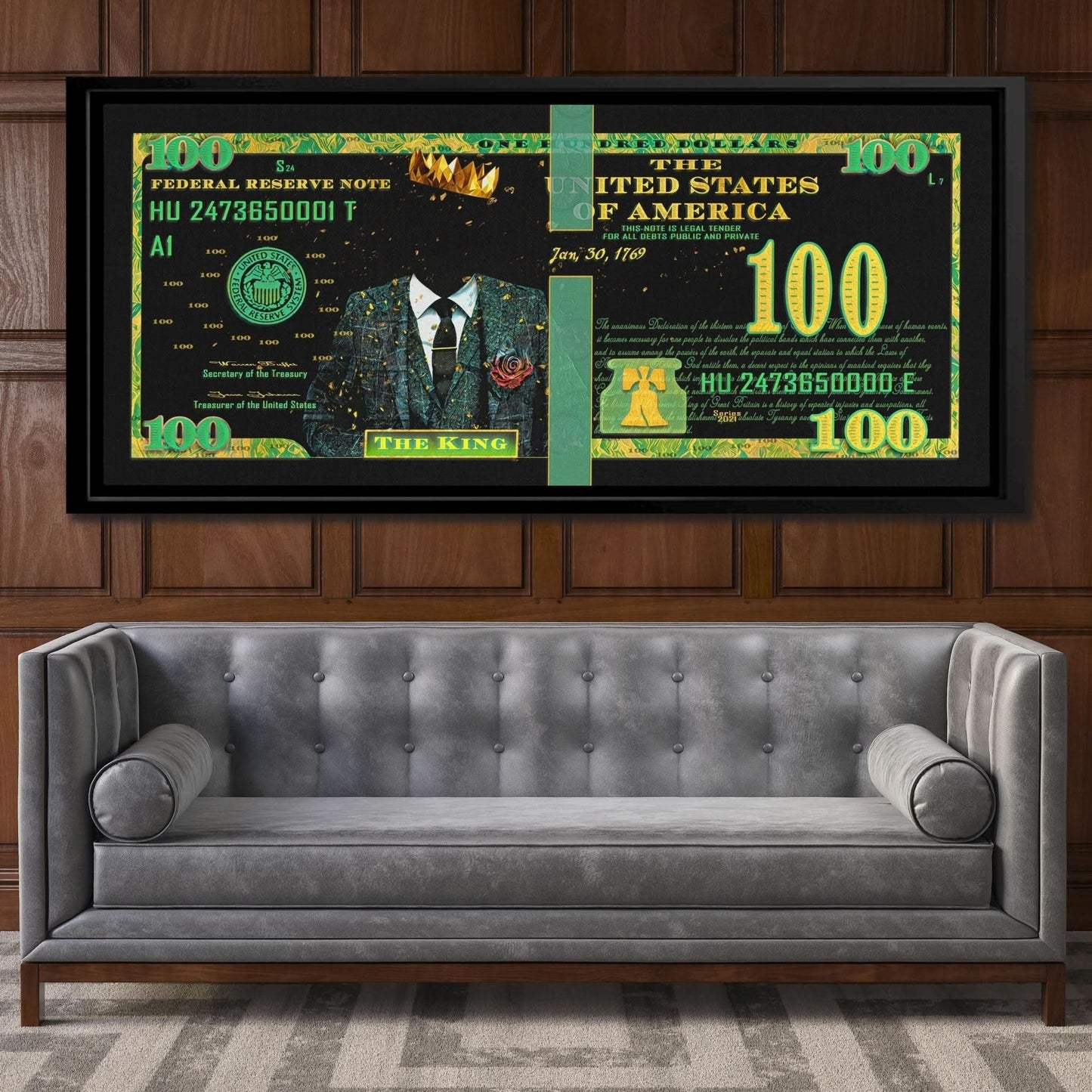 Cash King $100 Bill - Entrepreneur Art for Office
