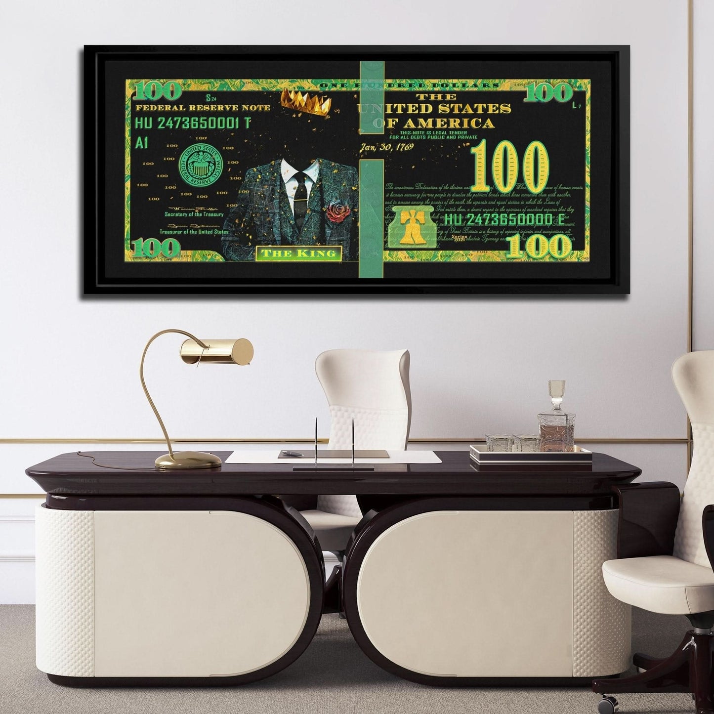 Cash King $100 Bill - Wall Art for Office