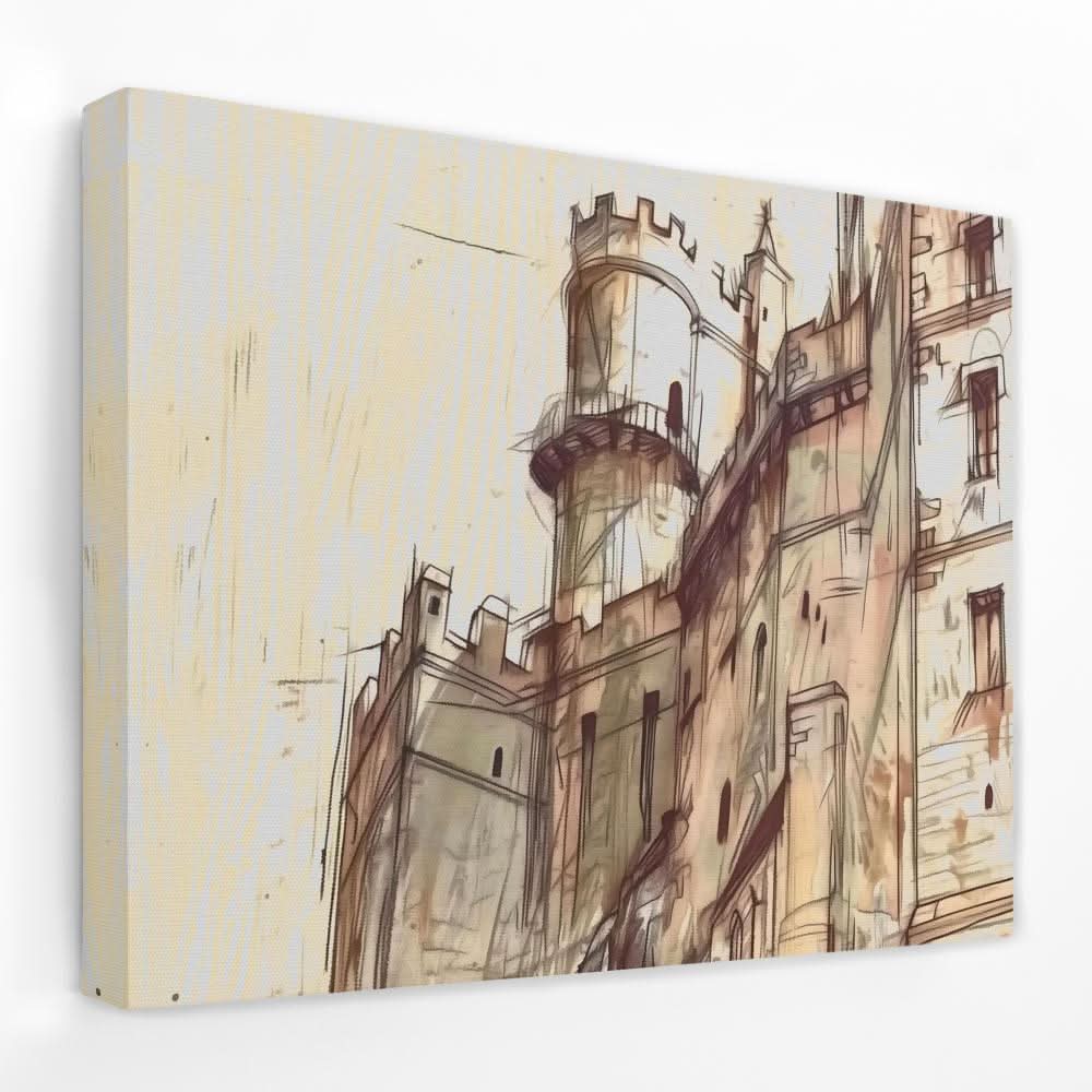 Castle Doodle - Architecture Canvas Wall Art