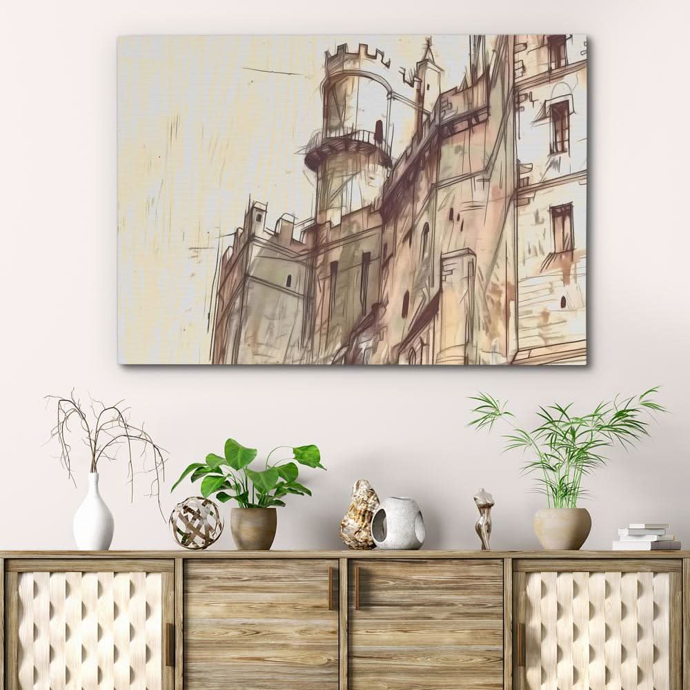 Castle Doodle - Abstract Wall Art in Black Frame