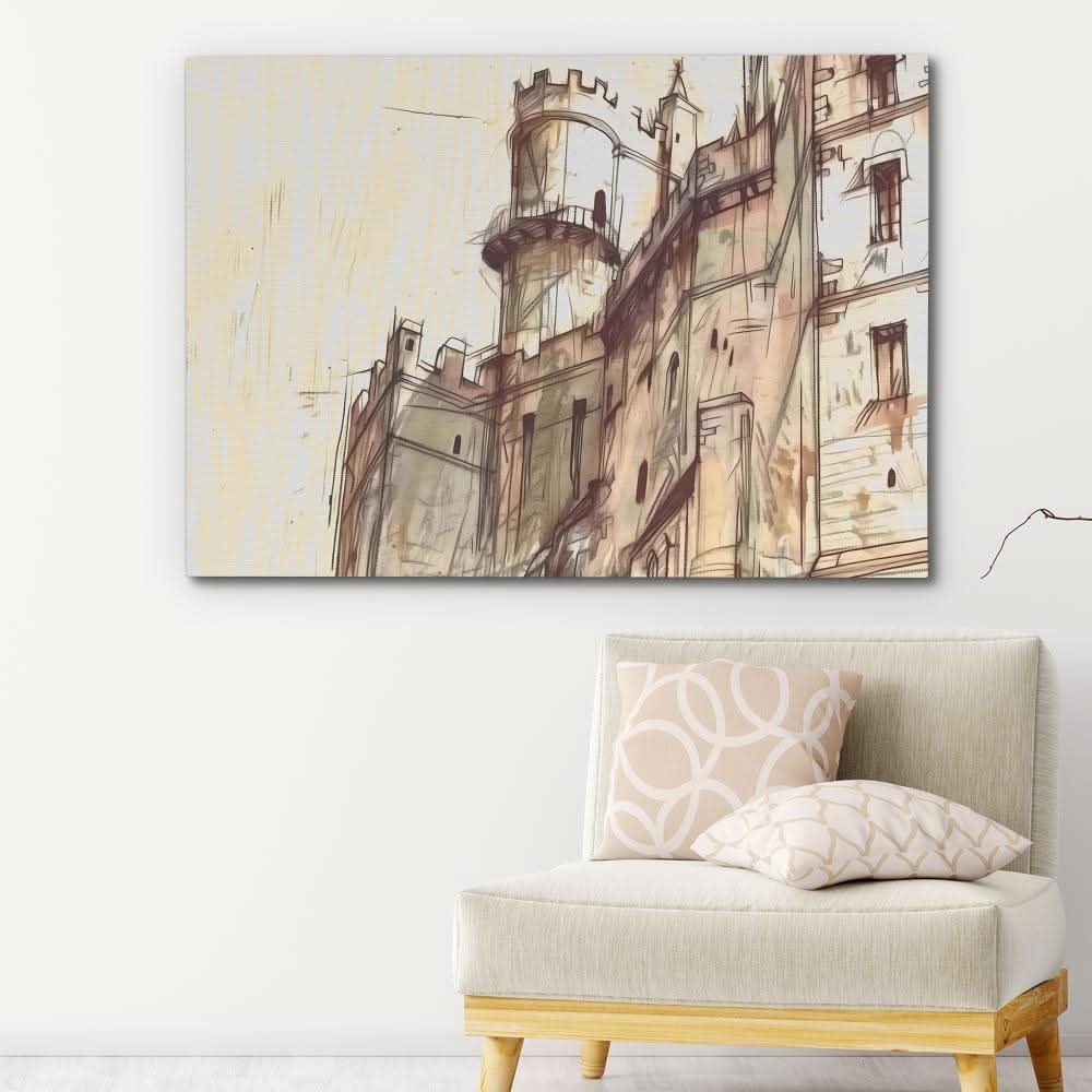 Castle Doodle - Architecture Art for Office