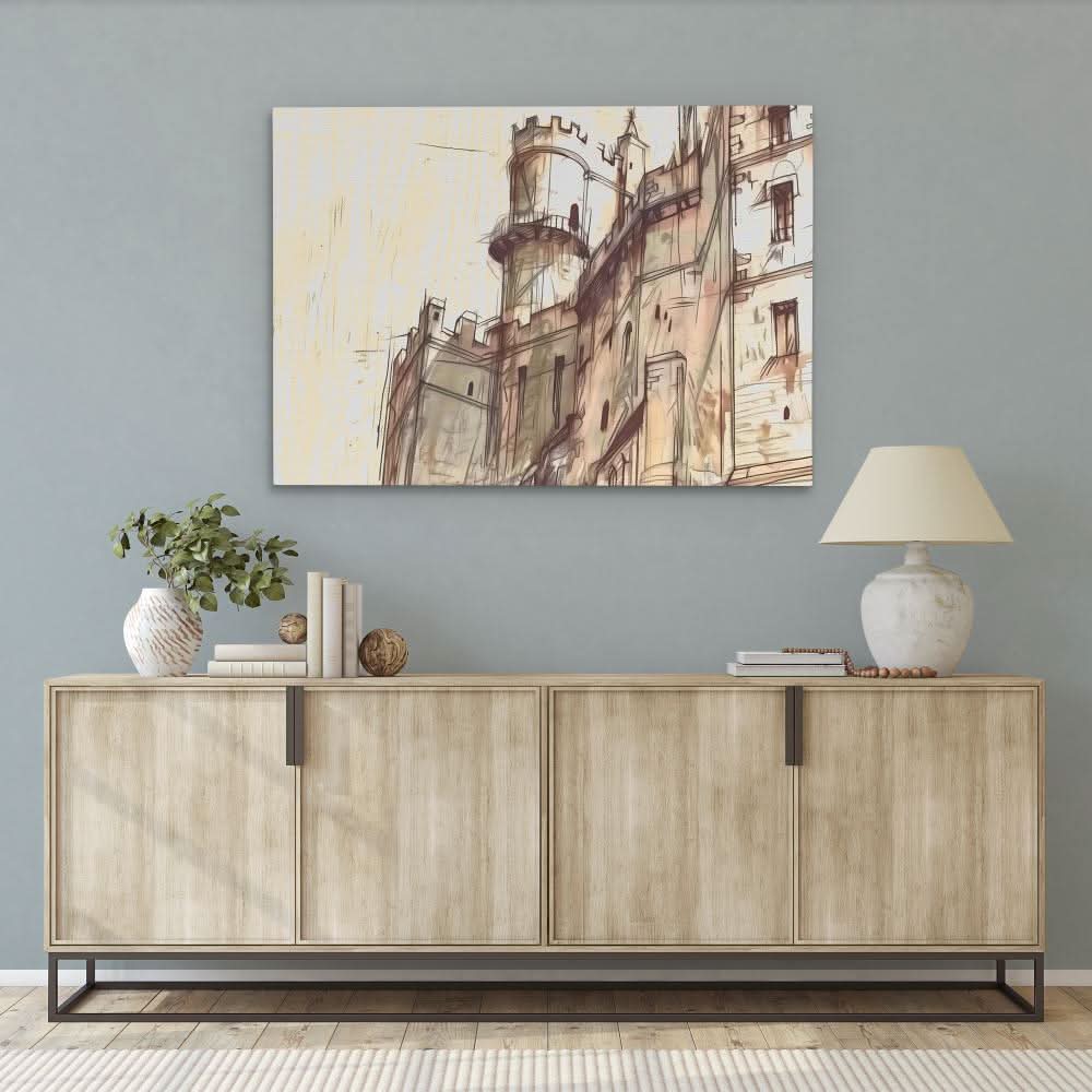 Castle Doodle - Large Abstract Canvas Print