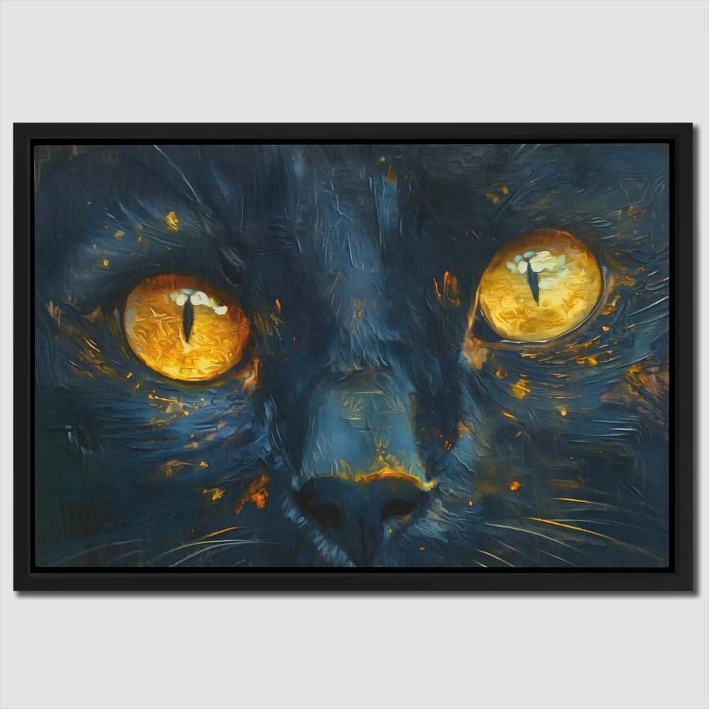 Cat Close Up - Cat Wall Art in Black Frame