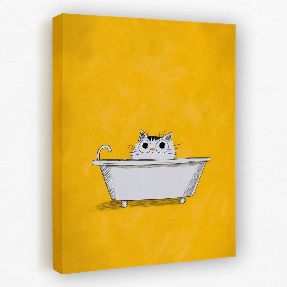 Cat in the Bath - Cat Canvas Wall Art
