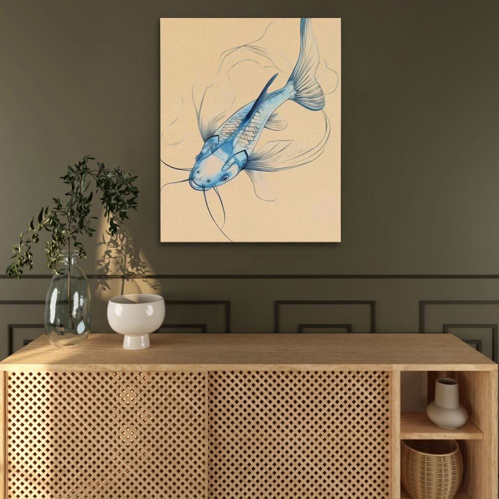 Catfish Catch - Beige Wall Art