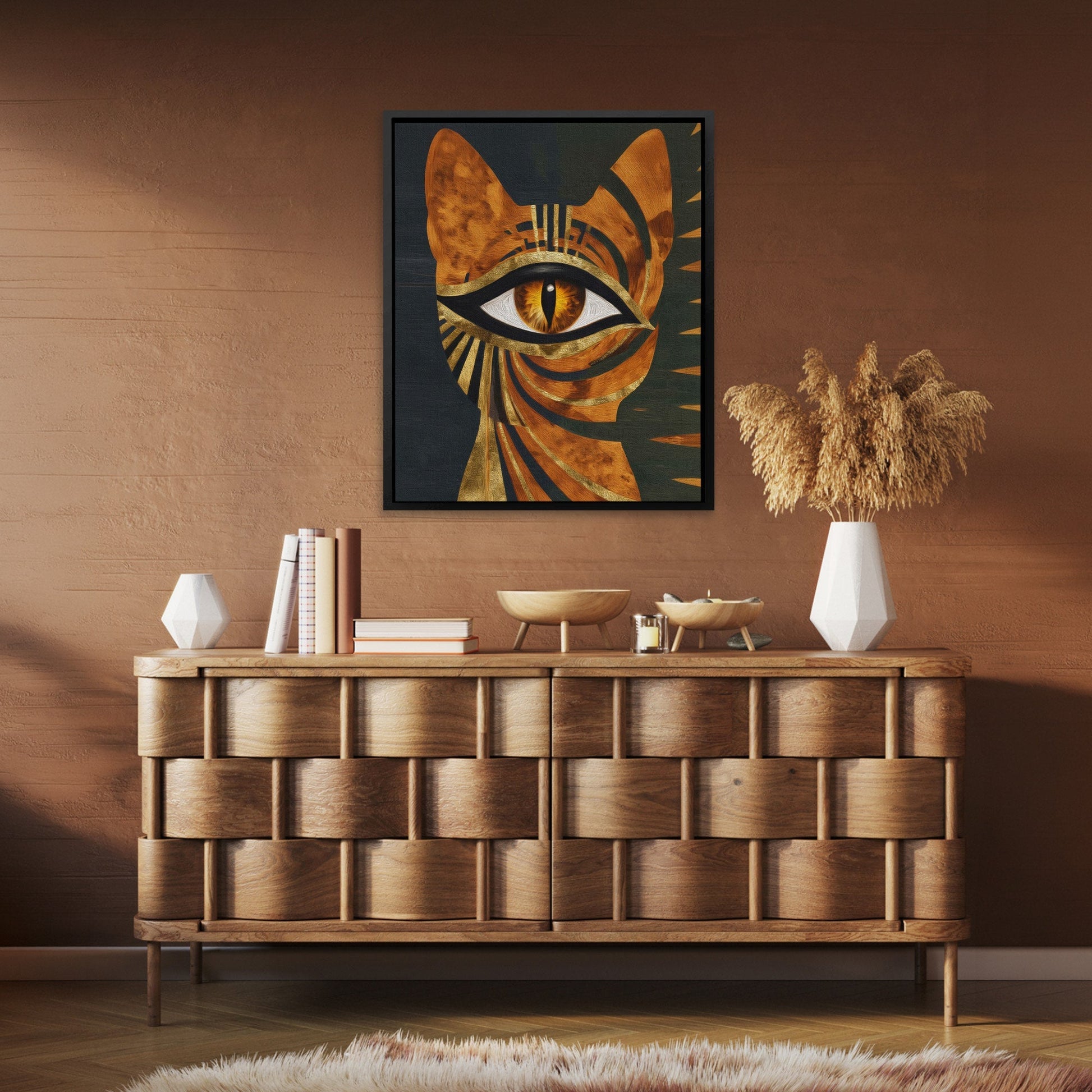 Cat's Ancient Fire - Luxury Wall Art