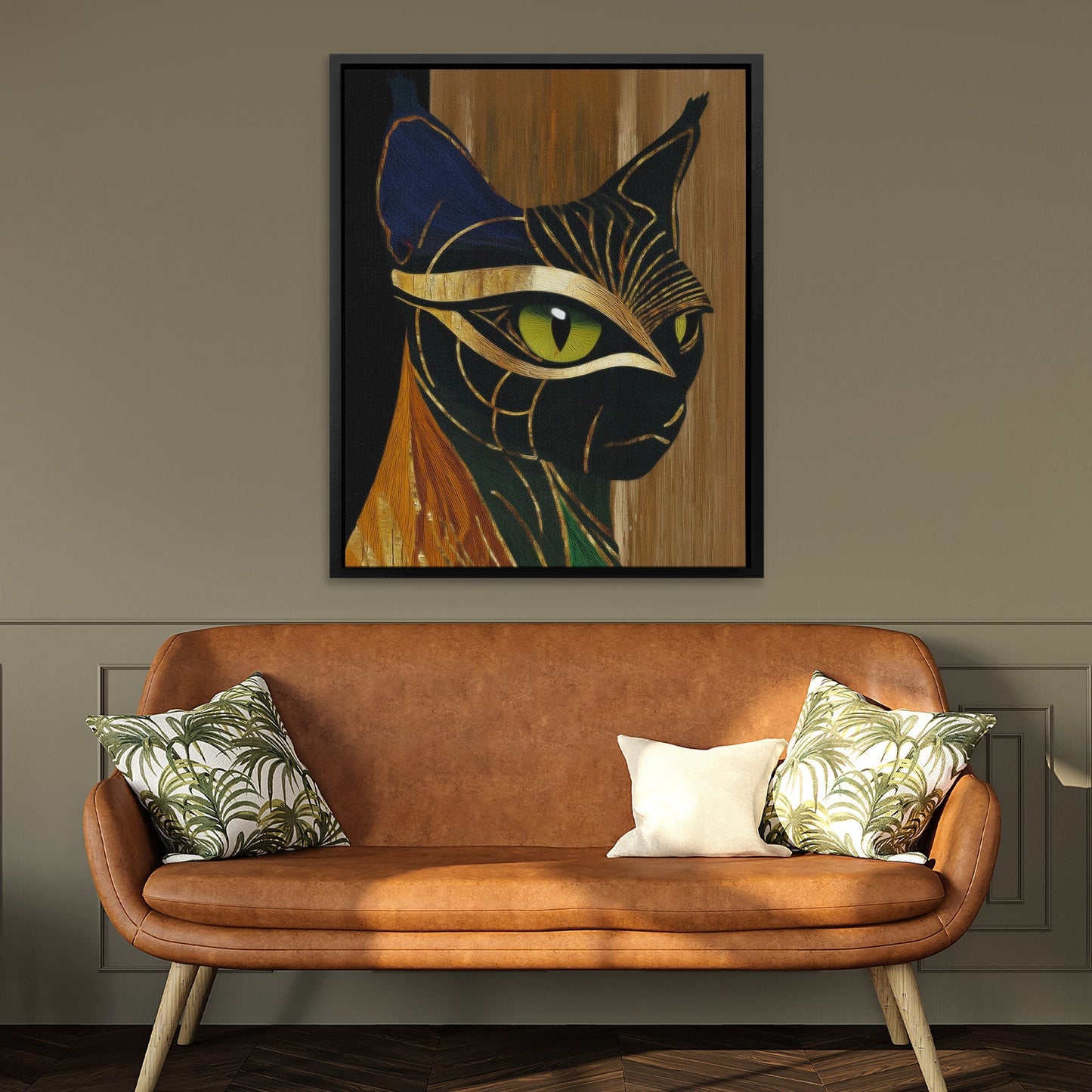 Cat's Emerald Vision - Luxury Wall Art