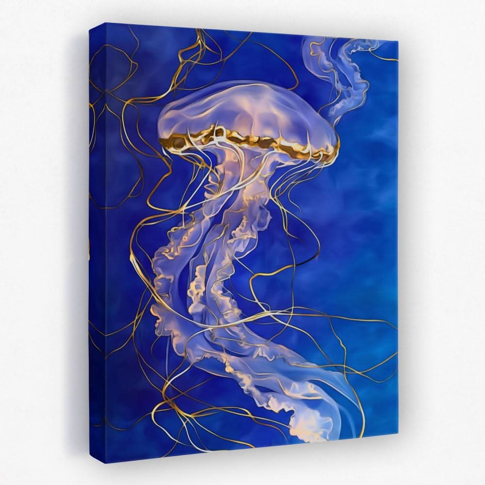 Celestial Blue Jellyfish - Beach House Canvas Wall Art