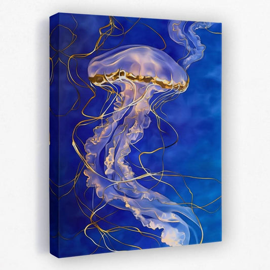 Celestial Blue Jellyfish - Beach House Canvas Wall Art