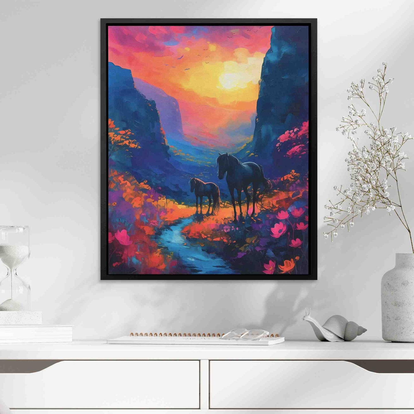 Celestial Cascade - Colorful Floral Canvas Print