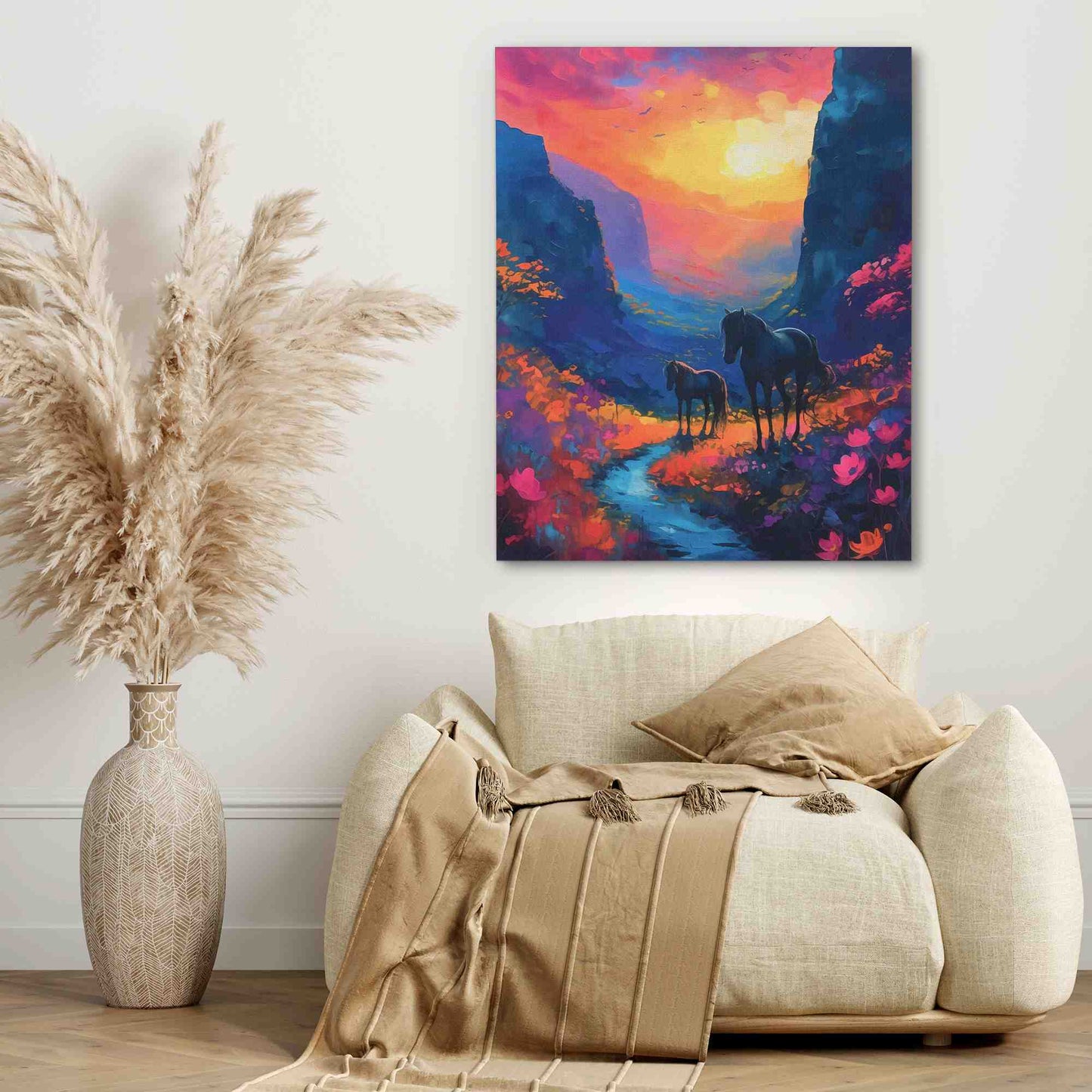 Celestial Cascade - Surrealism Wall Art in Black Frame