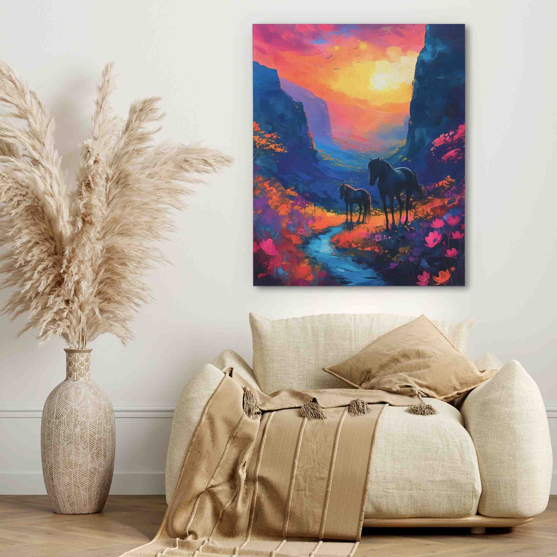 Celestial Cascade - Surrealism Wall Art in Black Frame