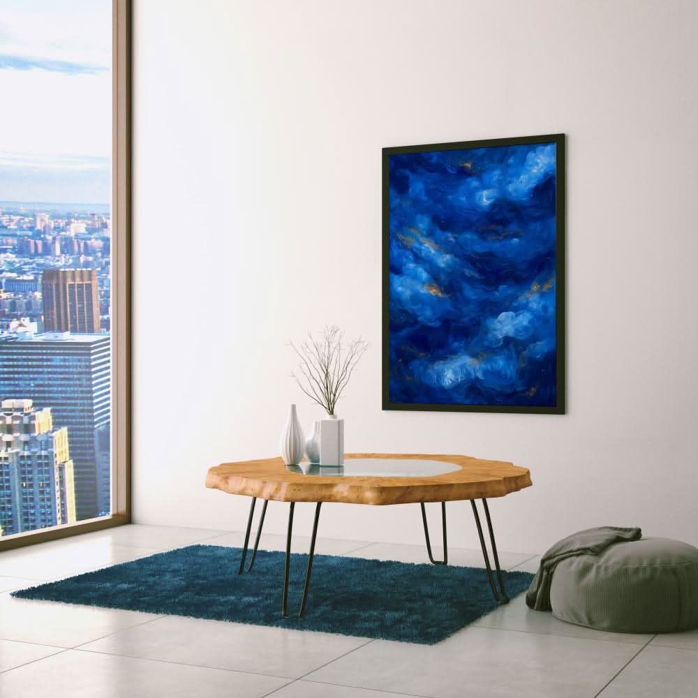Celestial Drift - Abstract Blue Canvas Wall Art