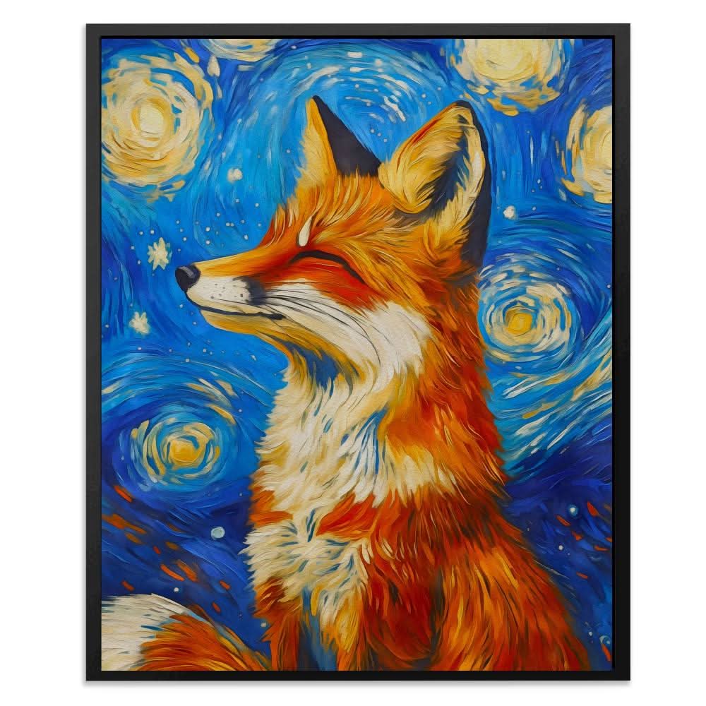 Celestial Fox - Fantasy Blue Canvas Wall Art