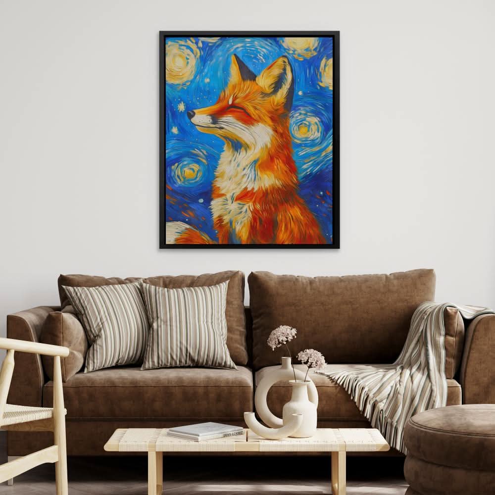 Celestial Fox - Blue Eclectic Canvas Print