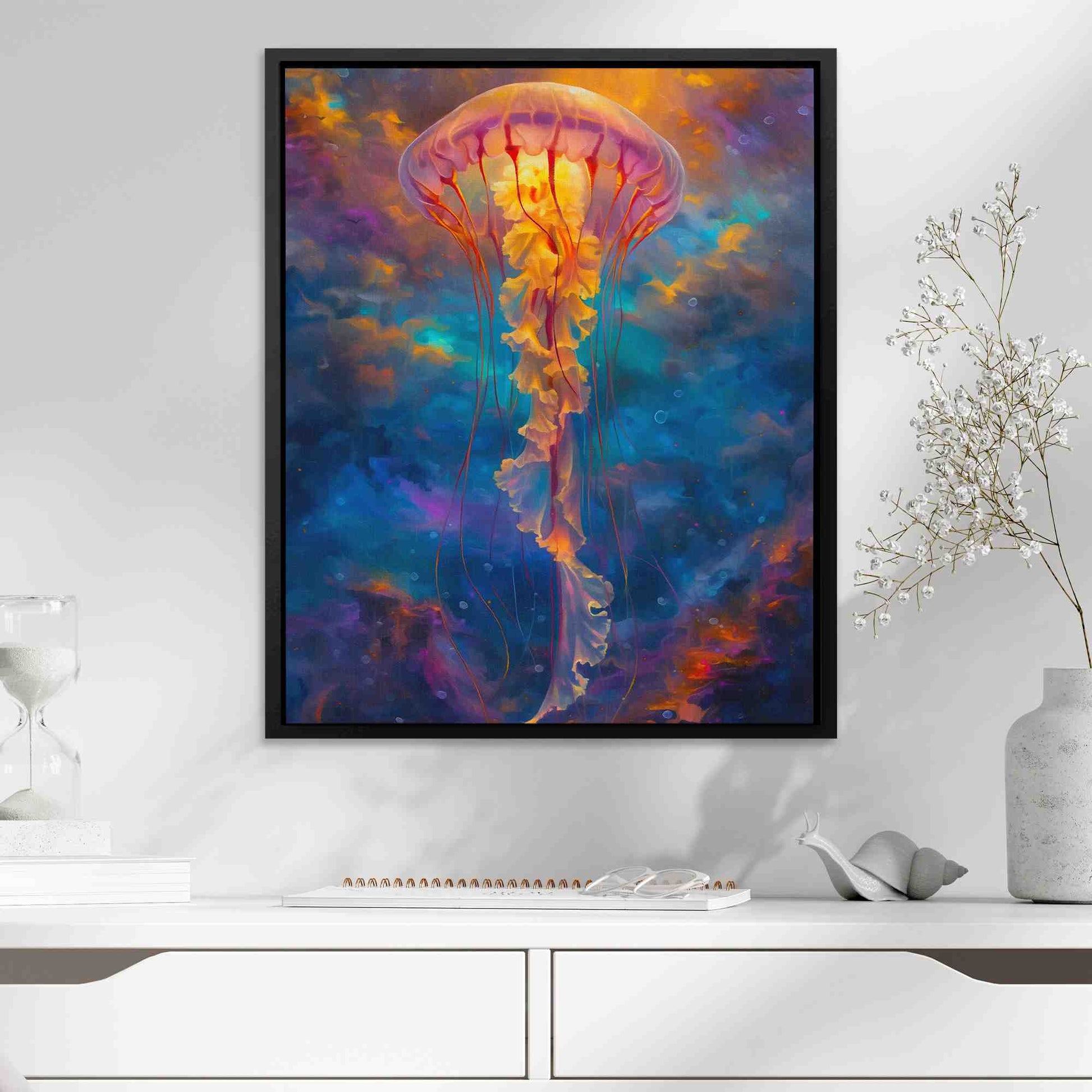 Celestial Jellyfish - Blue Wall Art