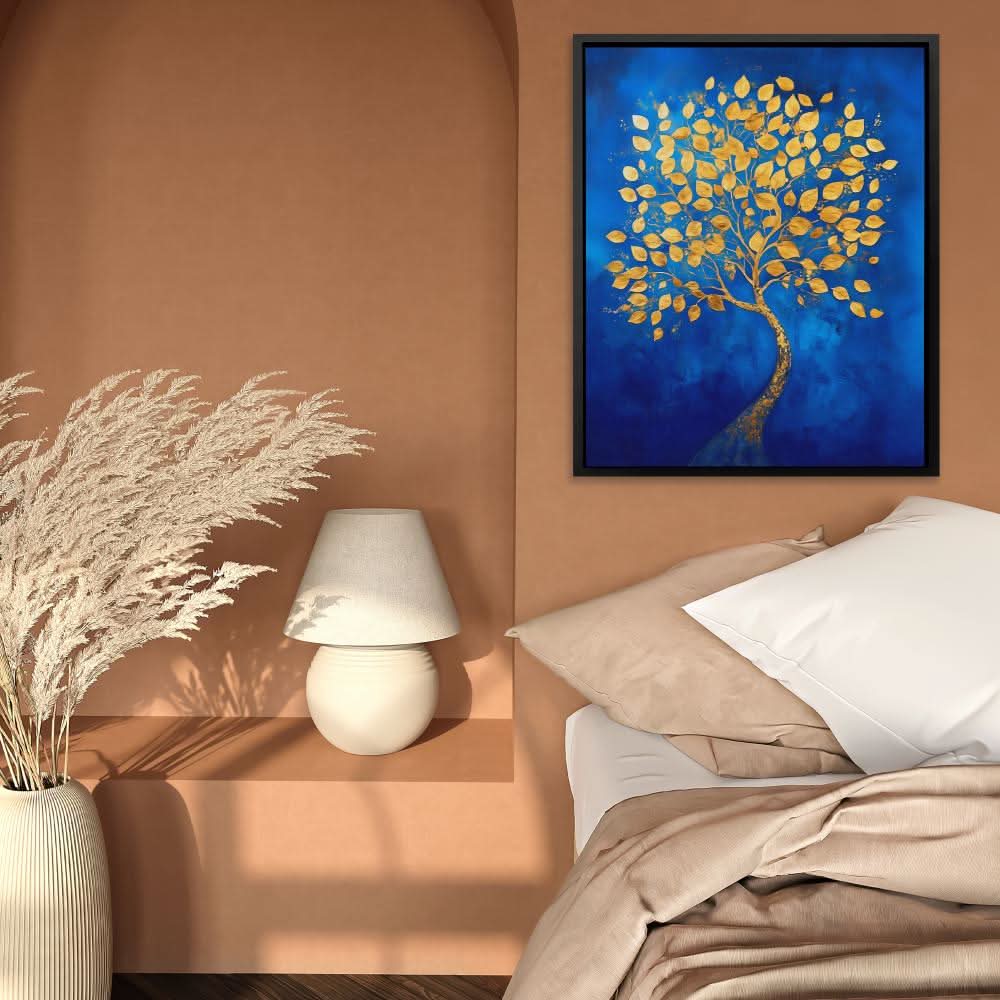 Celestial Leaves - Abstract Wall Art in Black Frame