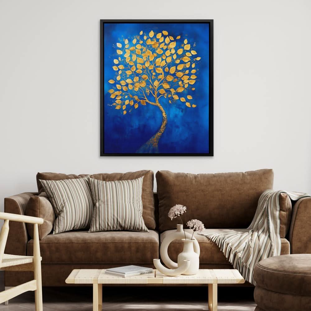 Celestial Leaves - Blue Tree Canvas Print