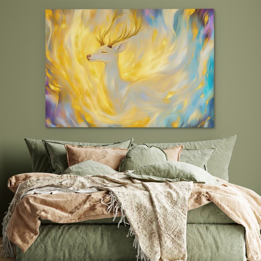 Celestial Stag - Fantasy Pastel Canvas Wall Art