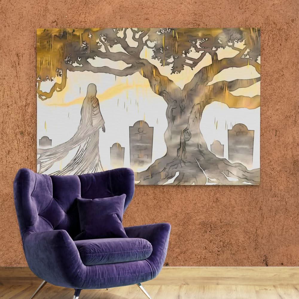 Cemetery Ghost - Wall Art in Black Frame
