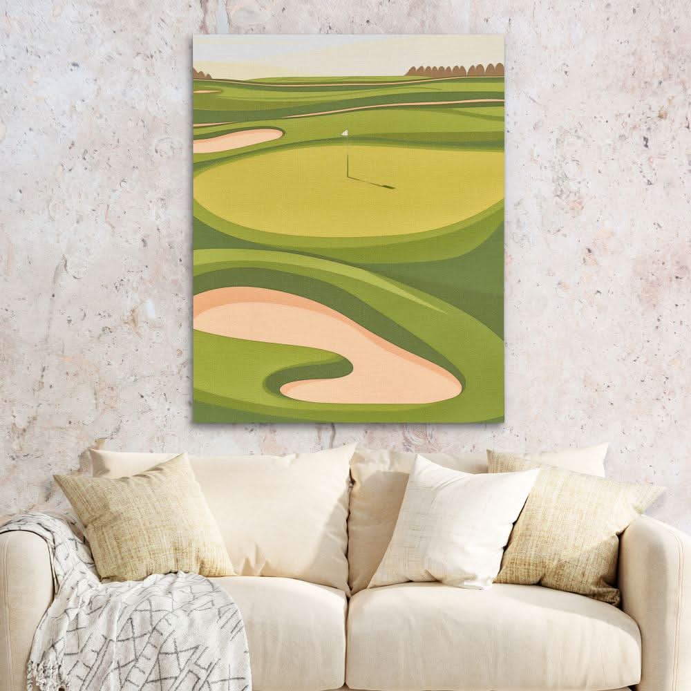 Center Pin Placement - Golf Course Wall Art in Black Frame