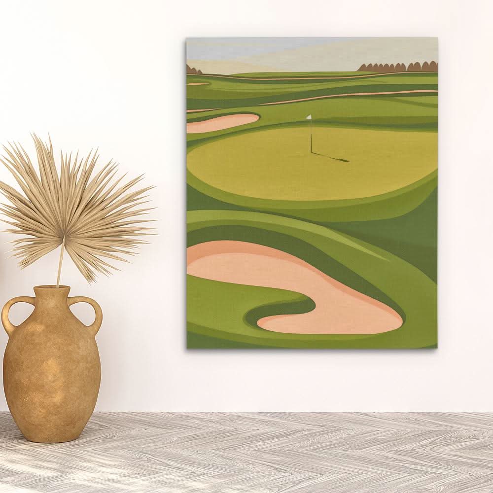 Center Pin Placement - Green Golf Course Canvas Print
