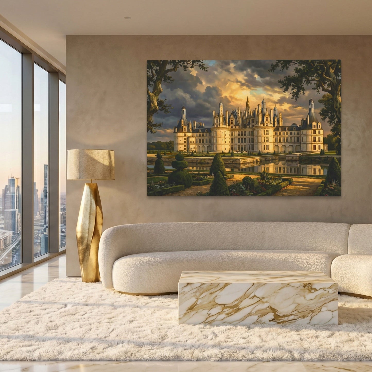 Chambord Castle Twilight Reflection