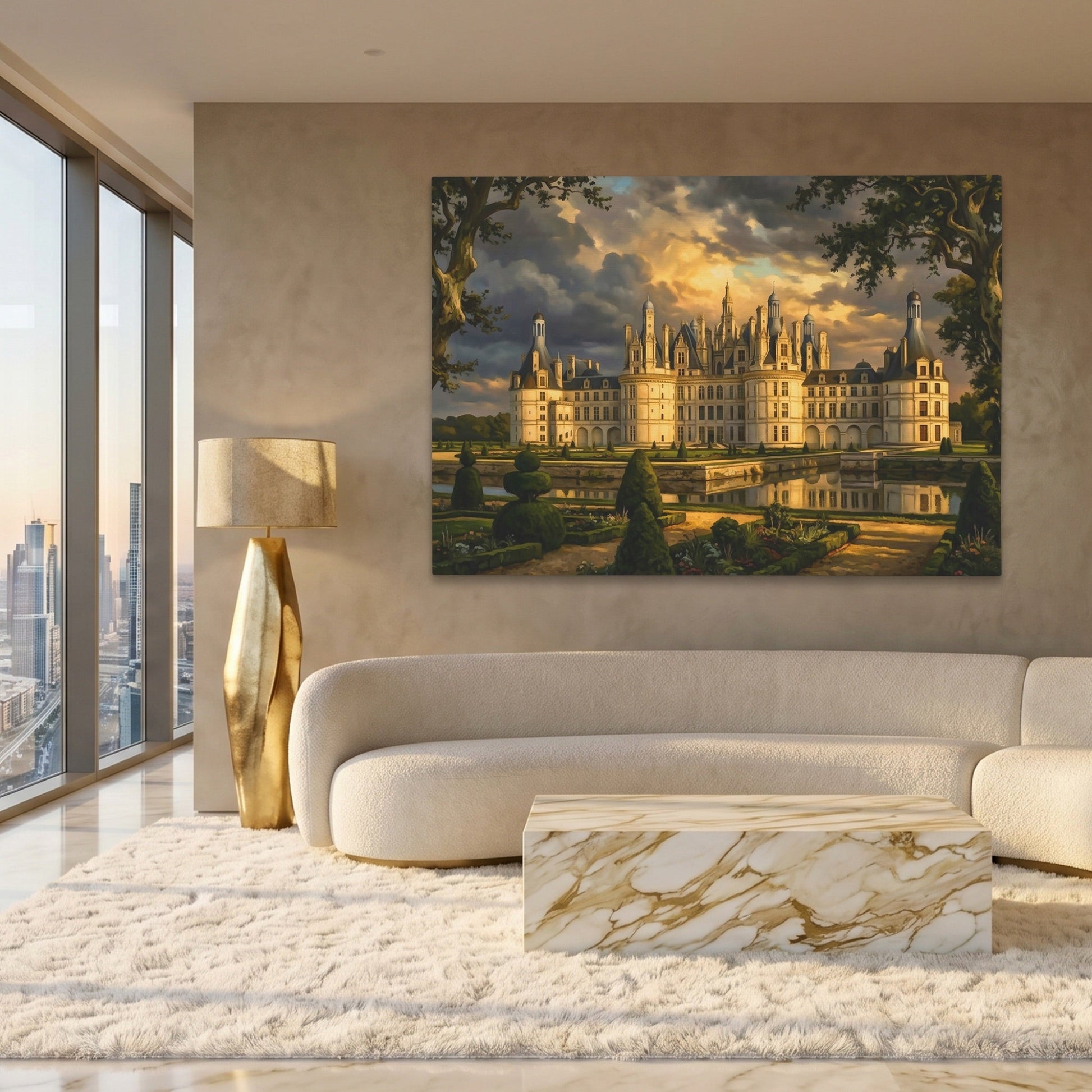 Chambord Castle Twilight Reflection