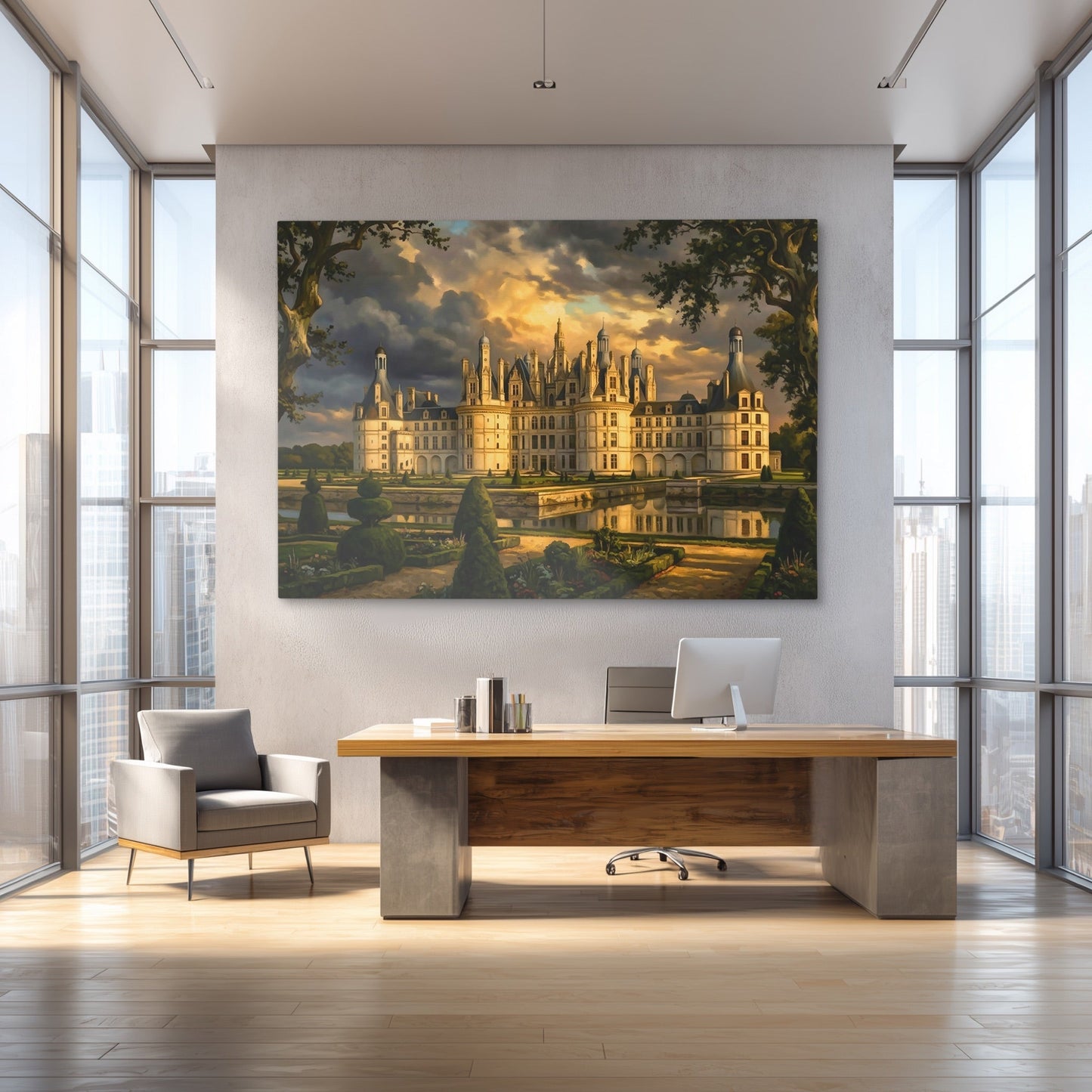 Chambord Castle Twilight Reflection