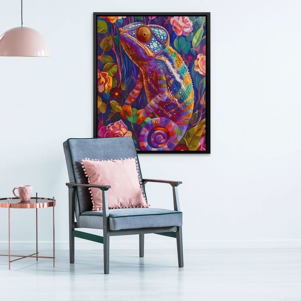 Chameleon Gaze - Contemporary Purple Canvas Wall Art