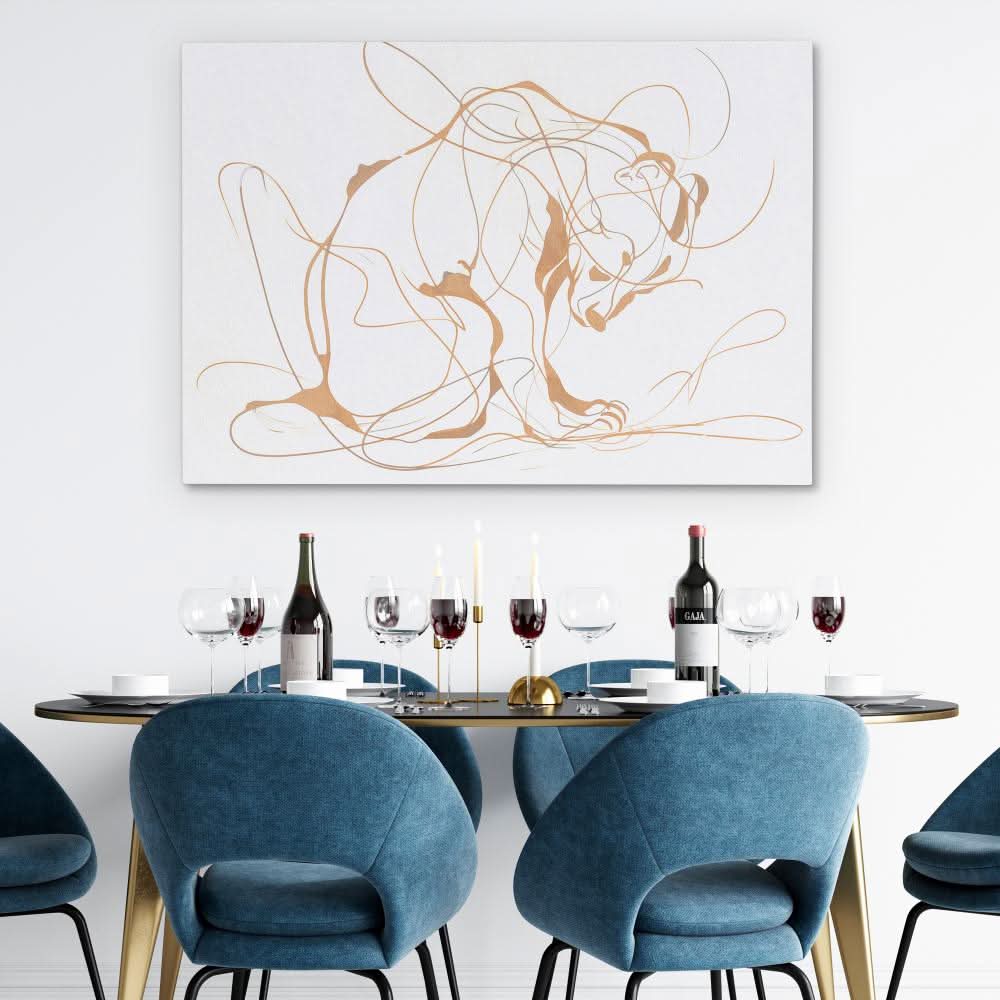Chaotic Bear - Gold Wall Art for Living Room