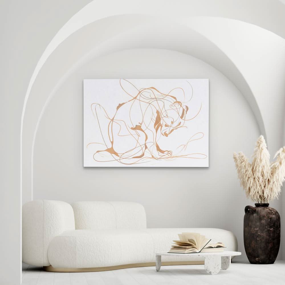 Chaotic Bear - Contemporary Neutral Canvas Wall Art