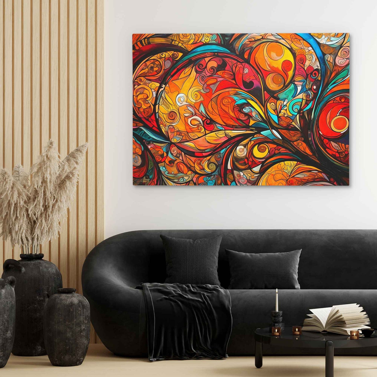 Chaotic Bliss - Floral Wall Art in Black Frame