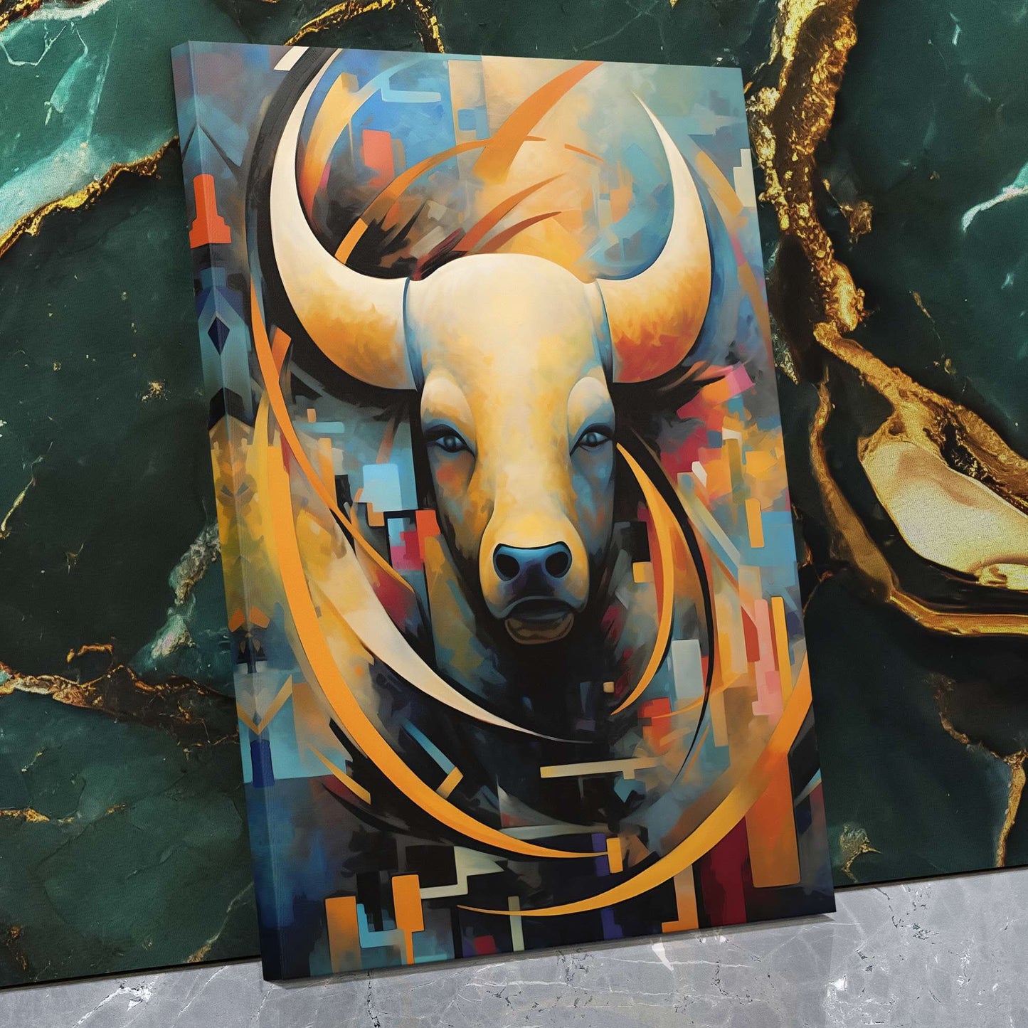 Charging Colors - Abstract Wall Art in Black Frame