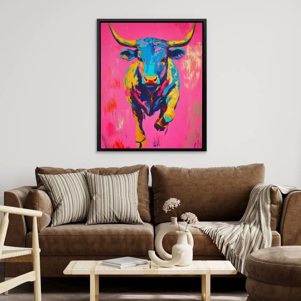 Charging Electric Bull - Blue Pop Culture Canvas Print