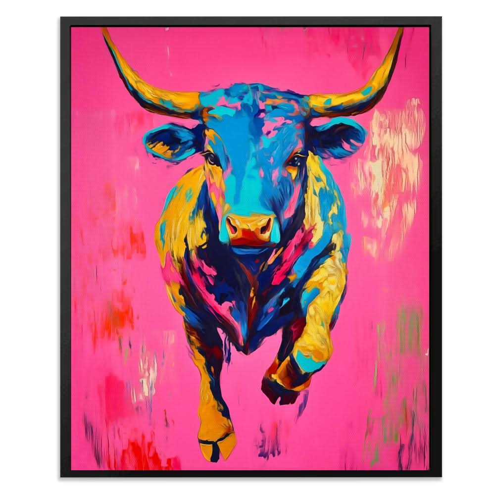 Charging Electric Bull - Large Modern Canvas Print