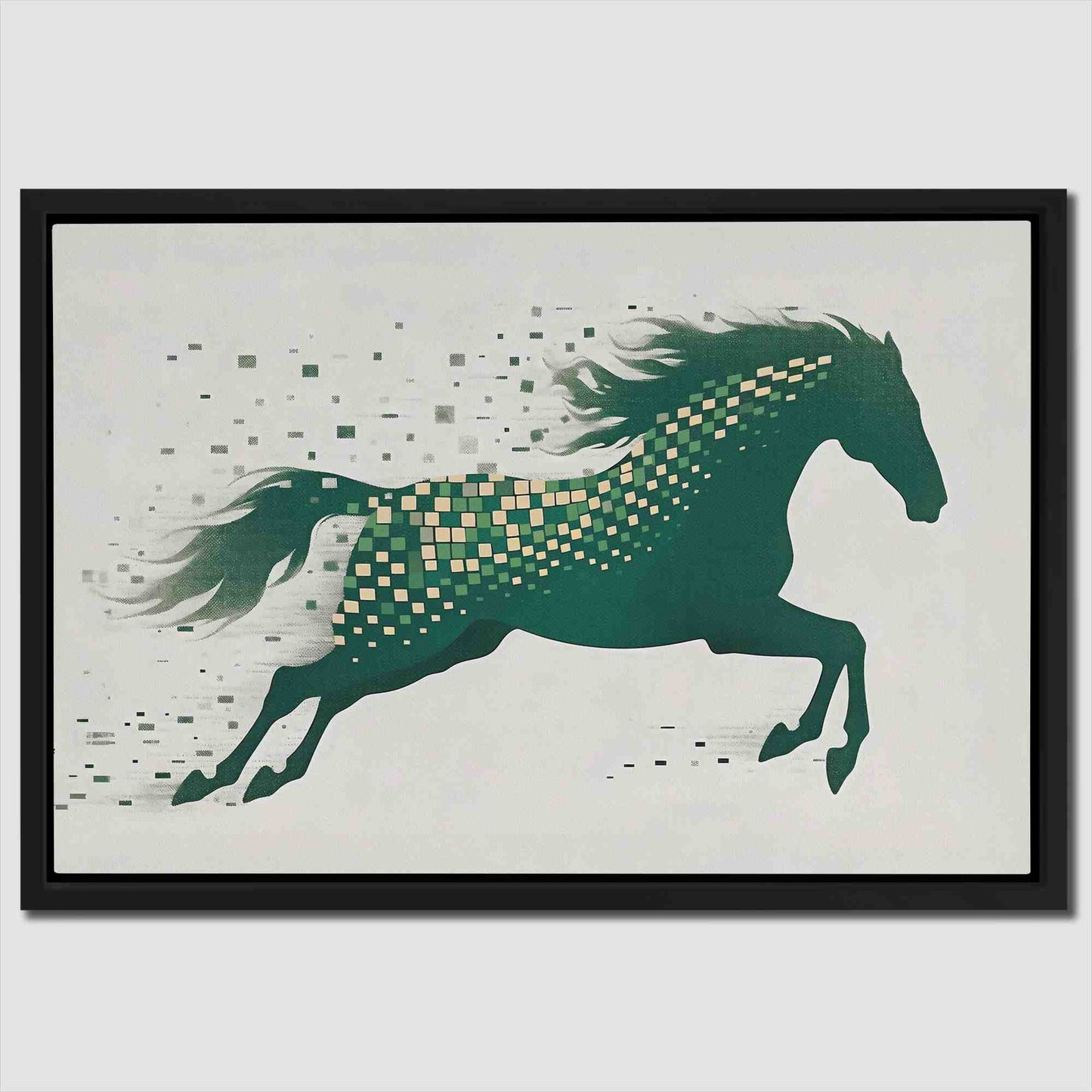 Charging Steed - Wall Art in Black Frame