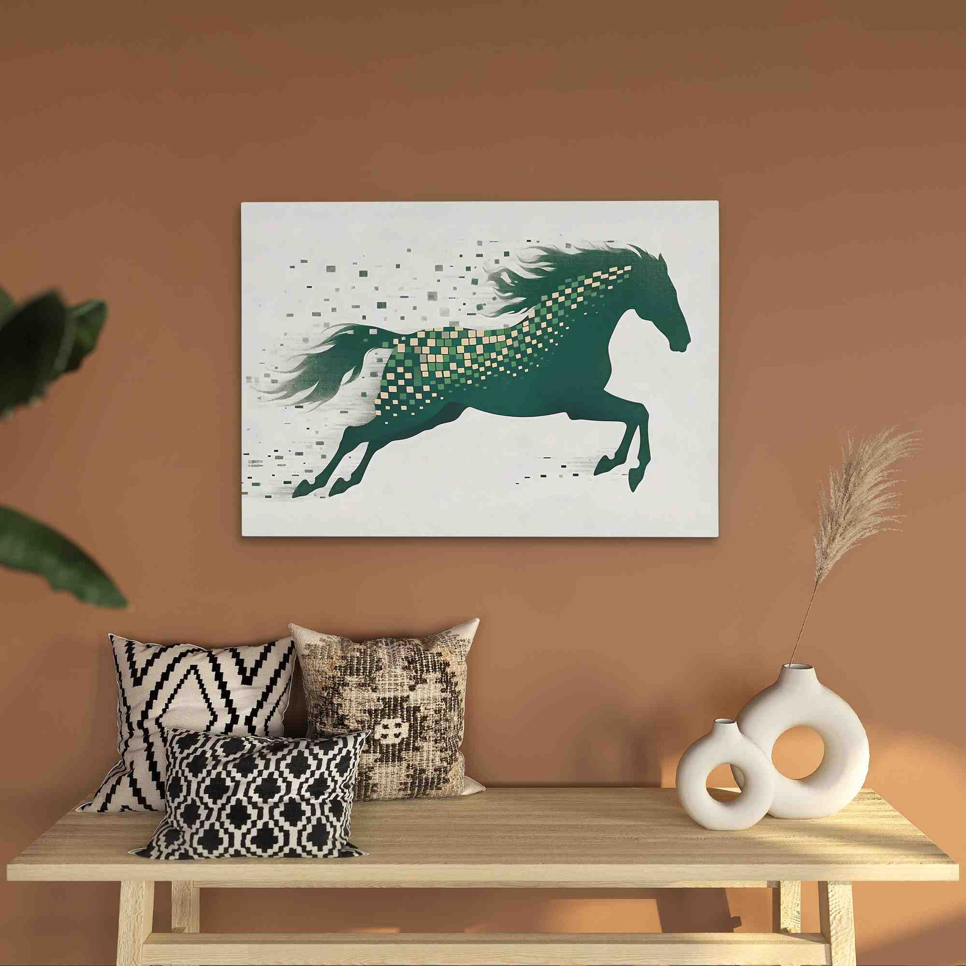 Charging Steed - Green Horizontal Canvas Print