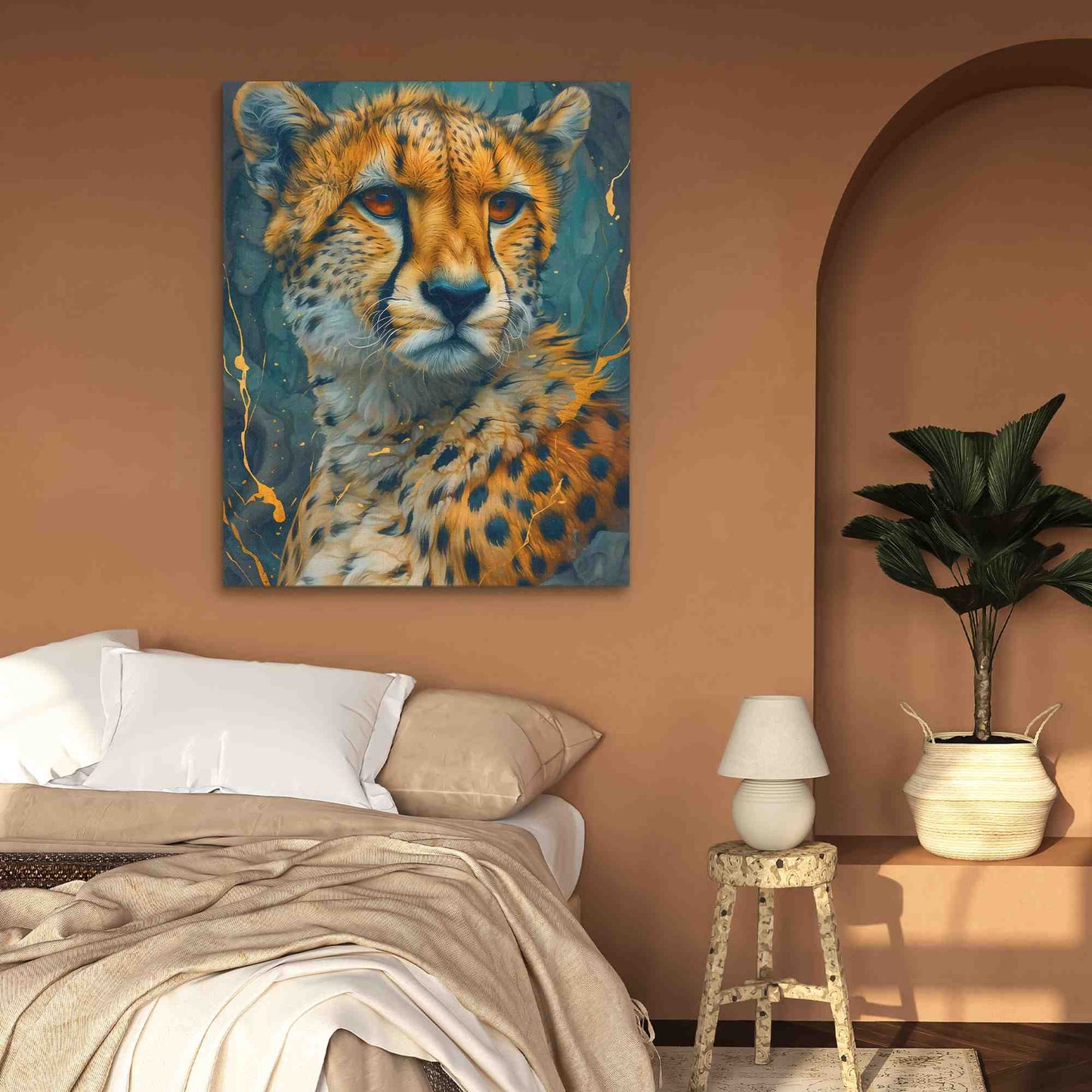 Charming Cheetah - Big Cat Wall Art in Black Frame